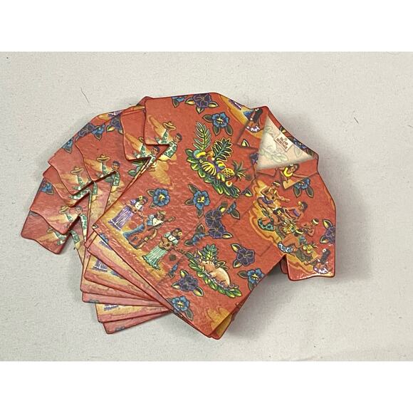 Set Of 8 Island Heritage Hawaiian Shirt Shaped Aloha Themed Cork Backed Coasters - Picture 11 of 13